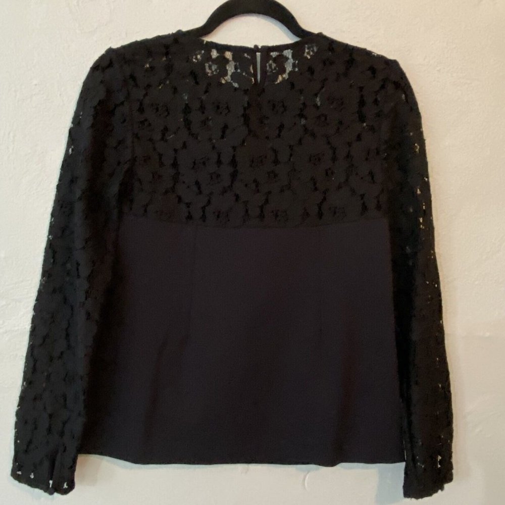 Boden Black Partial Lace Top Long Sleeve Blouse 6 - Picture 2 of 7